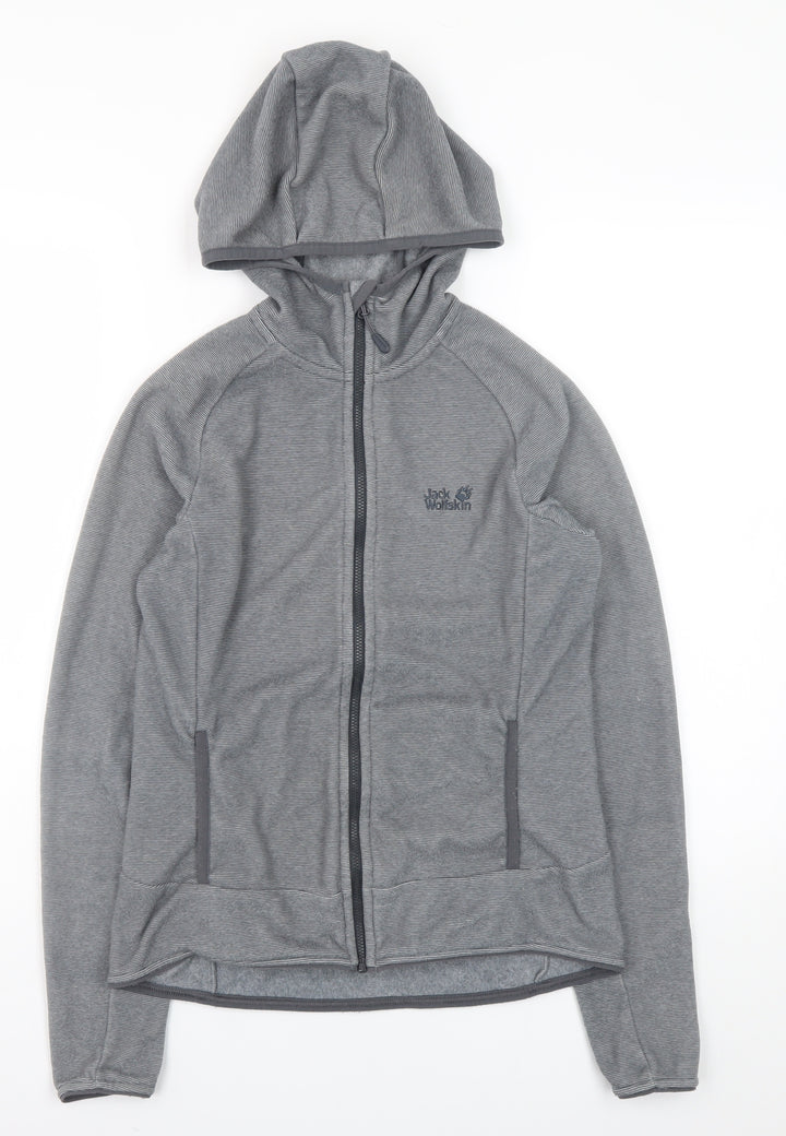 Jack Wolfskin Unisex Grey Full Zip Hoodie Size S Lightweight Outdoor