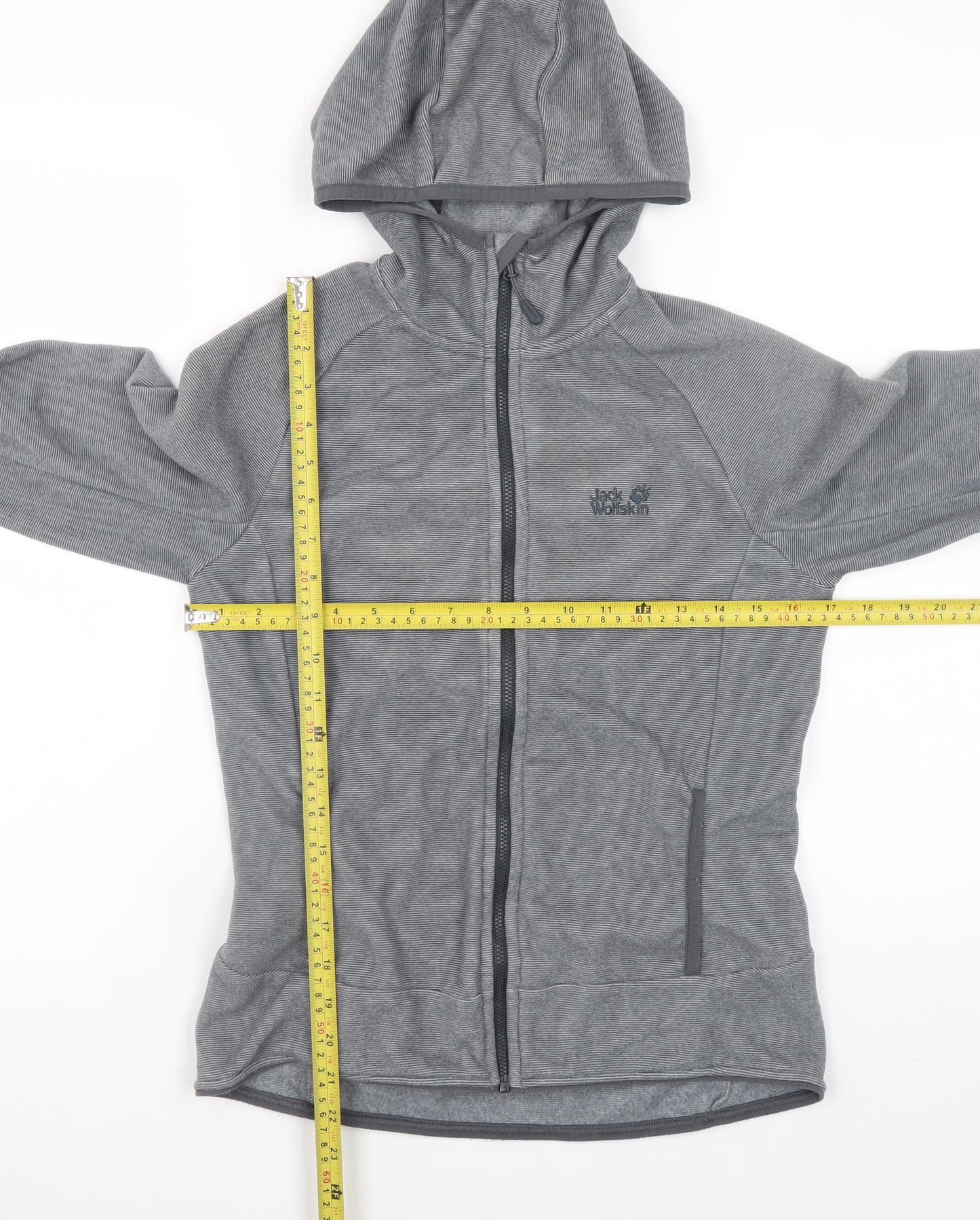 Jack Wolfskin Unisex Grey Full Zip Hoodie Size S Lightweight Outdoor