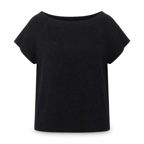 Nine & Company Women’s Black XL Boat Neck Short Sleeve Pullover Jumper