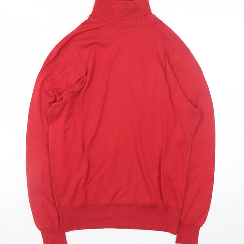 Jaeger Women Red Roll Neck Cotton Jumper Size 10