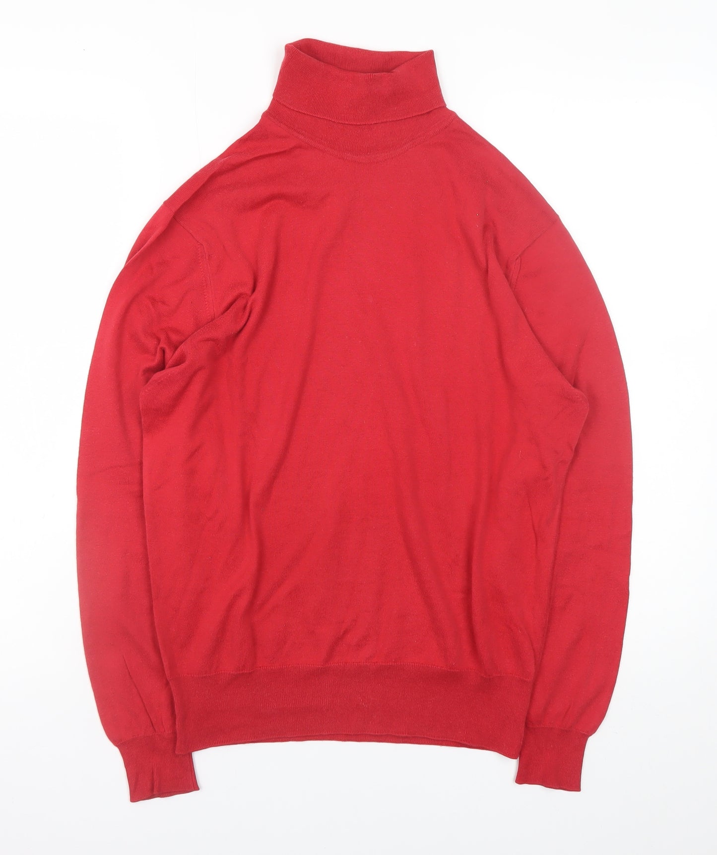 Jaeger Women Red Roll Neck Cotton Jumper Size 10