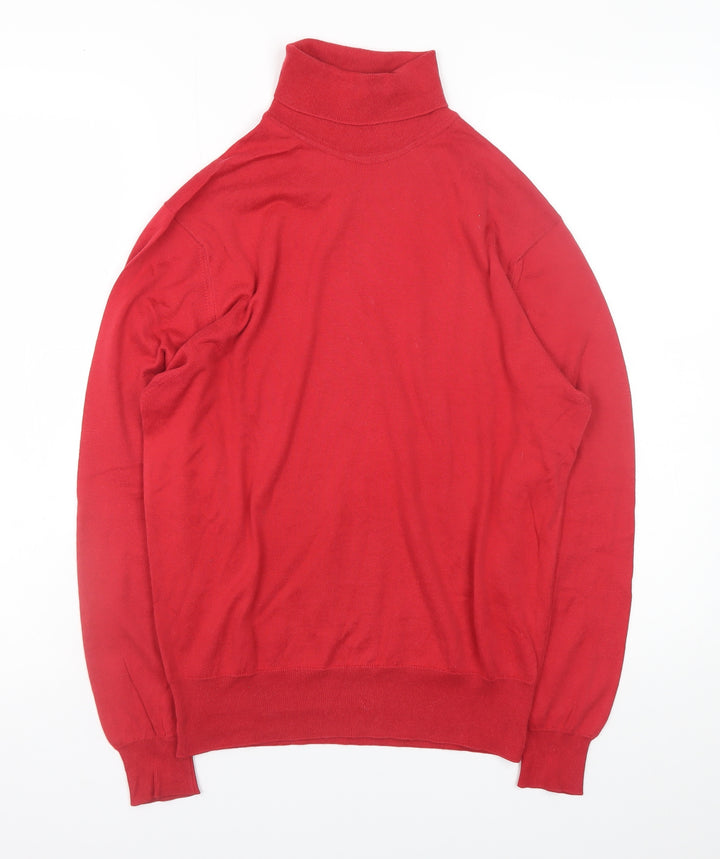 Jaeger Women Red Roll Neck Cotton Jumper Size 10