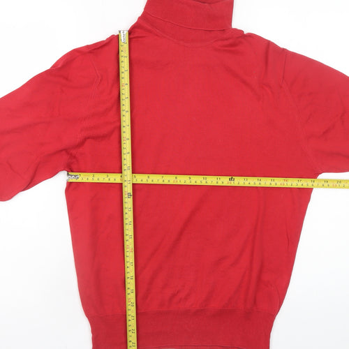 Jaeger Women Red Roll Neck Cotton Jumper Size 10