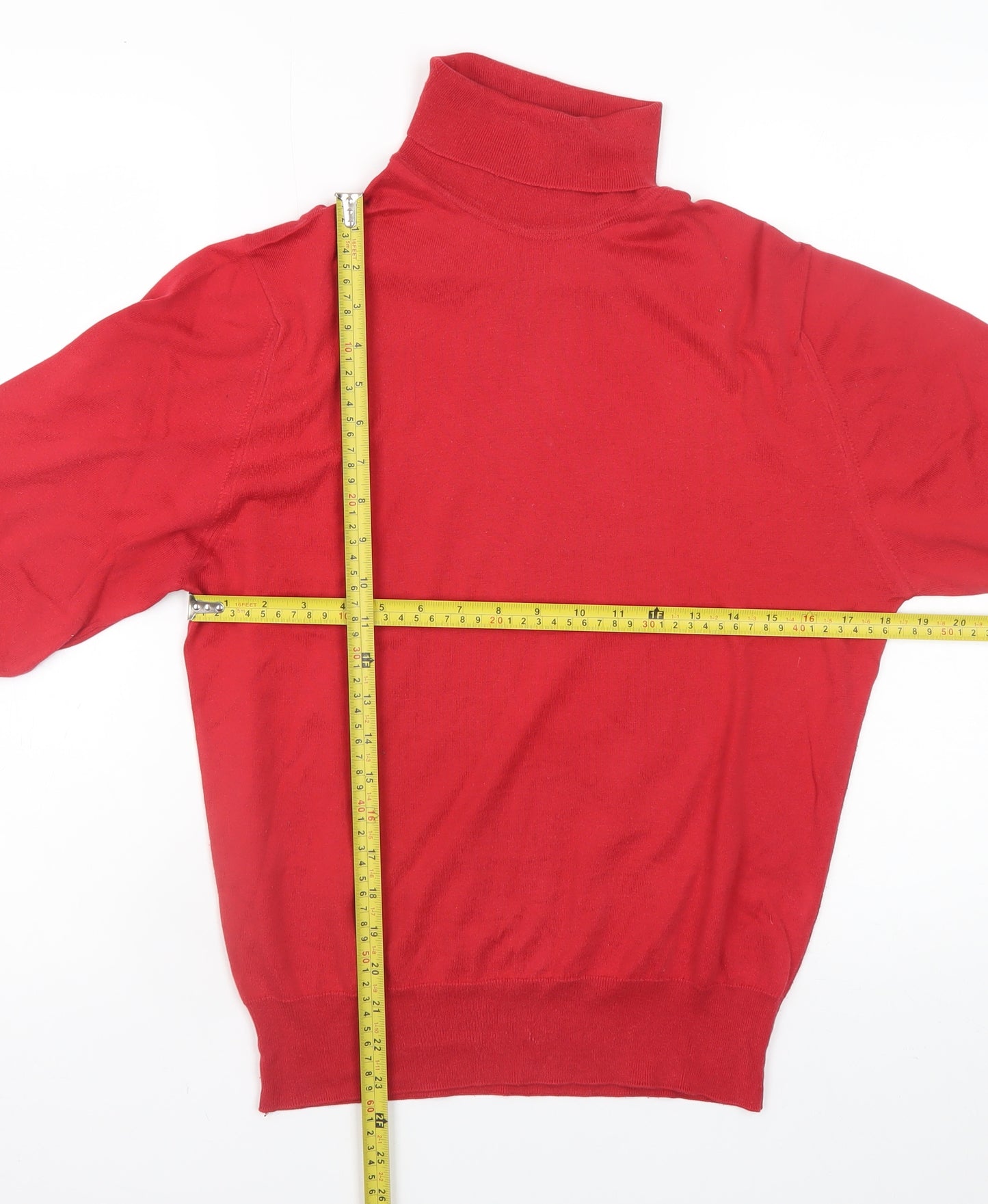 Jaeger Women Red Roll Neck Cotton Jumper Size 10