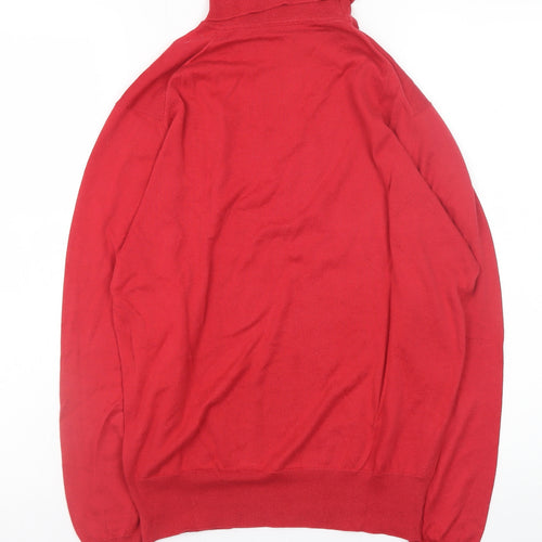 Jaeger Women Red Roll Neck Cotton Jumper Size 10