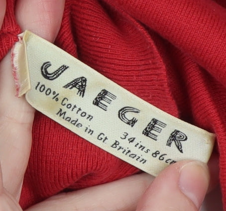 Jaeger Women Red Roll Neck Cotton Jumper Size 10