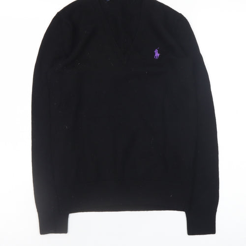 Ralph Lauren Men's Black V-Neck Merino Wool Jumper M