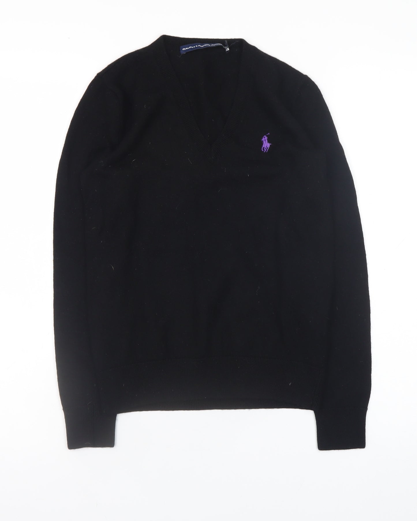 Ralph Lauren Men's Black V-Neck Merino Wool Jumper M