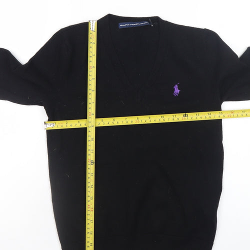 Ralph Lauren Men's Black V-Neck Merino Wool Jumper M
