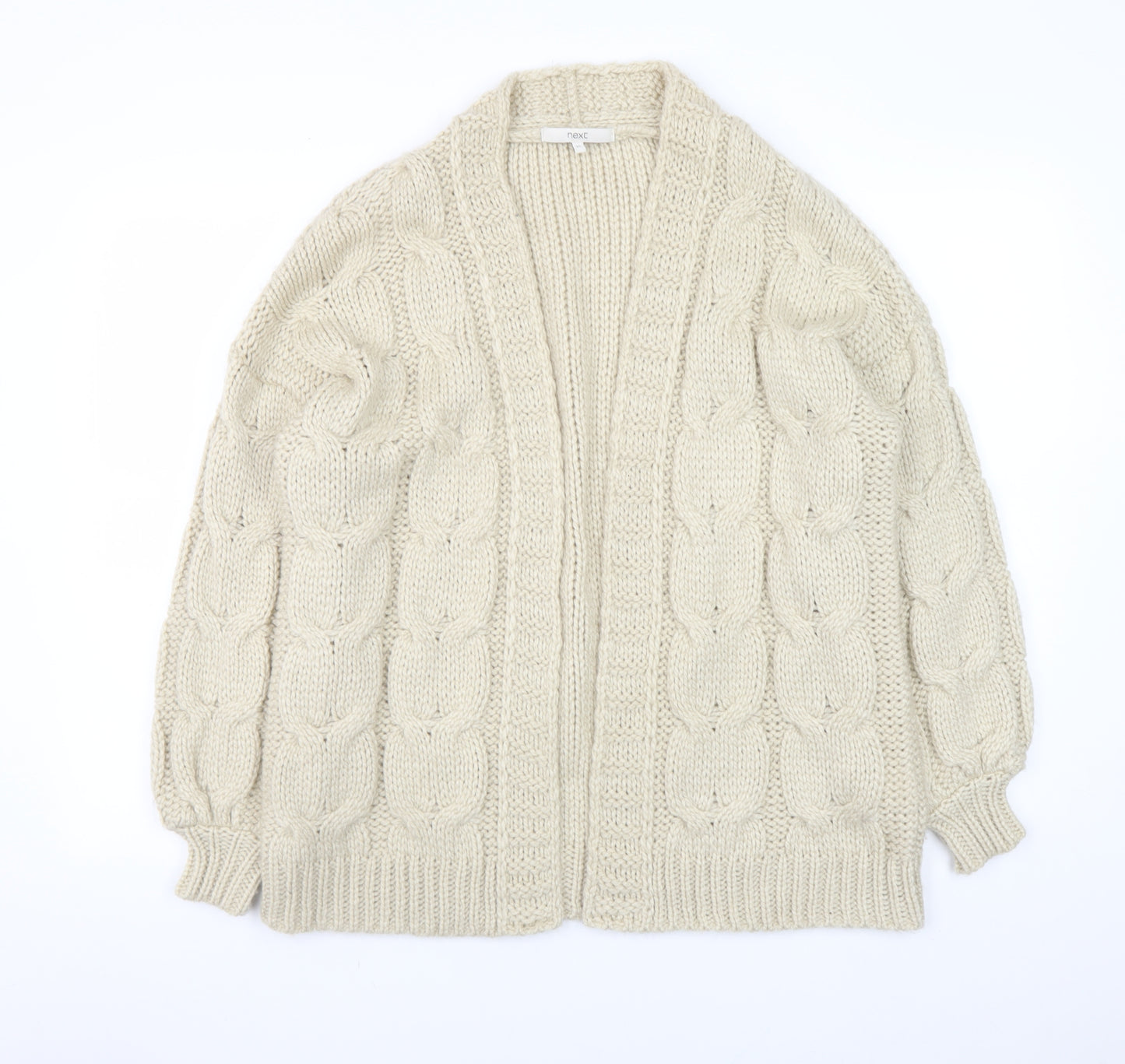 Next Women Ivory Cable-Knit Open Cardigan XS Acrylic Winter Jumper
