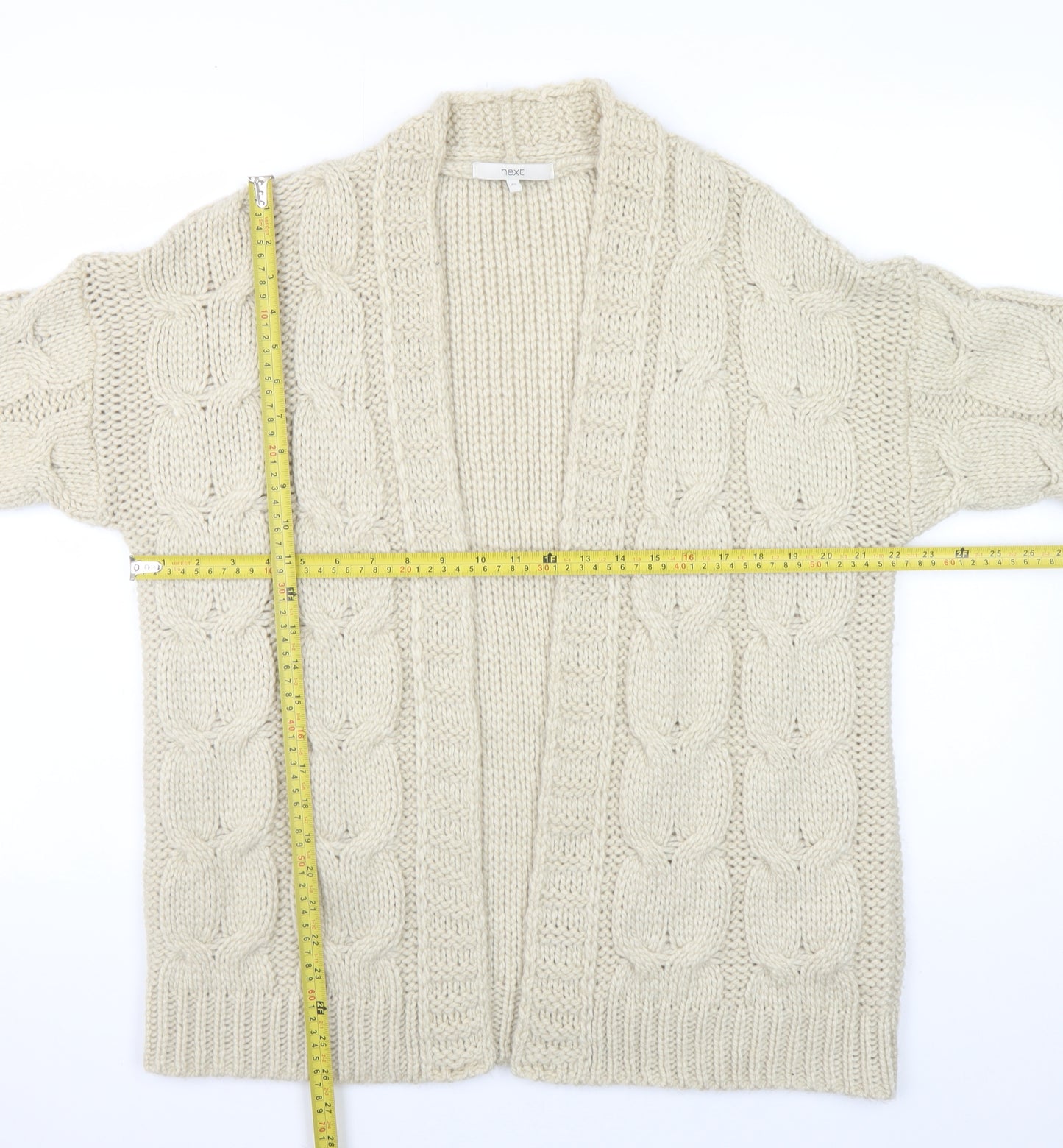 Next Women Ivory Cable-Knit Open Cardigan XS Acrylic Winter Jumper