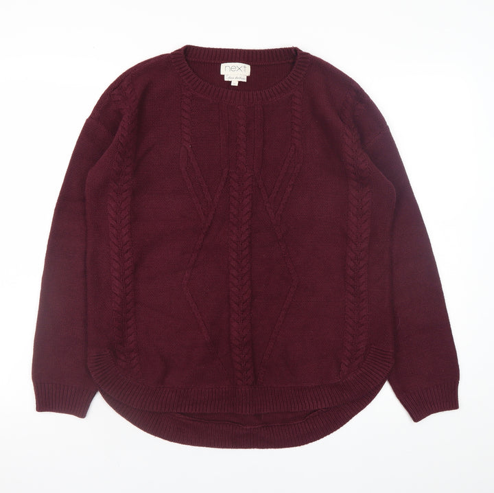 Next Women's Red Cable-Knit Cotton Blend Jumper Size 10