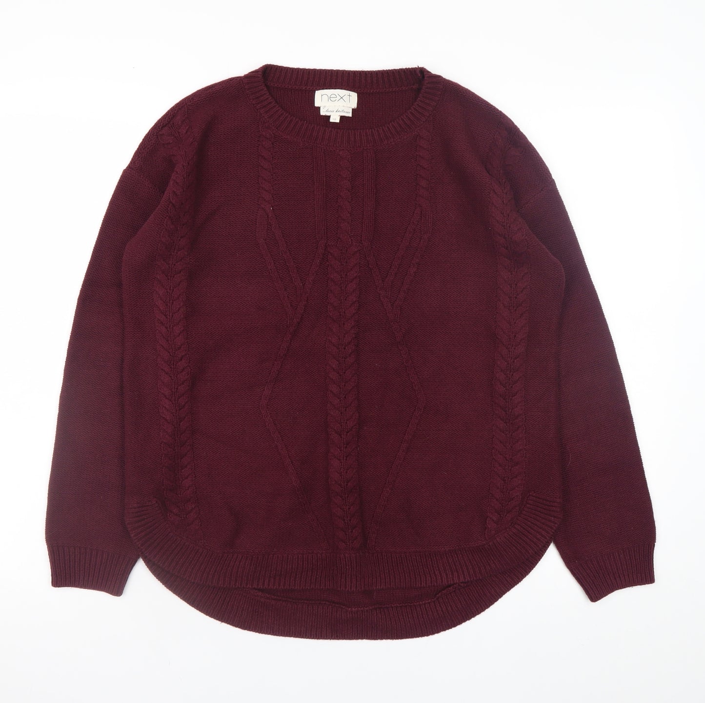 Next Women's Red Cable-Knit Cotton Blend Jumper Size 10