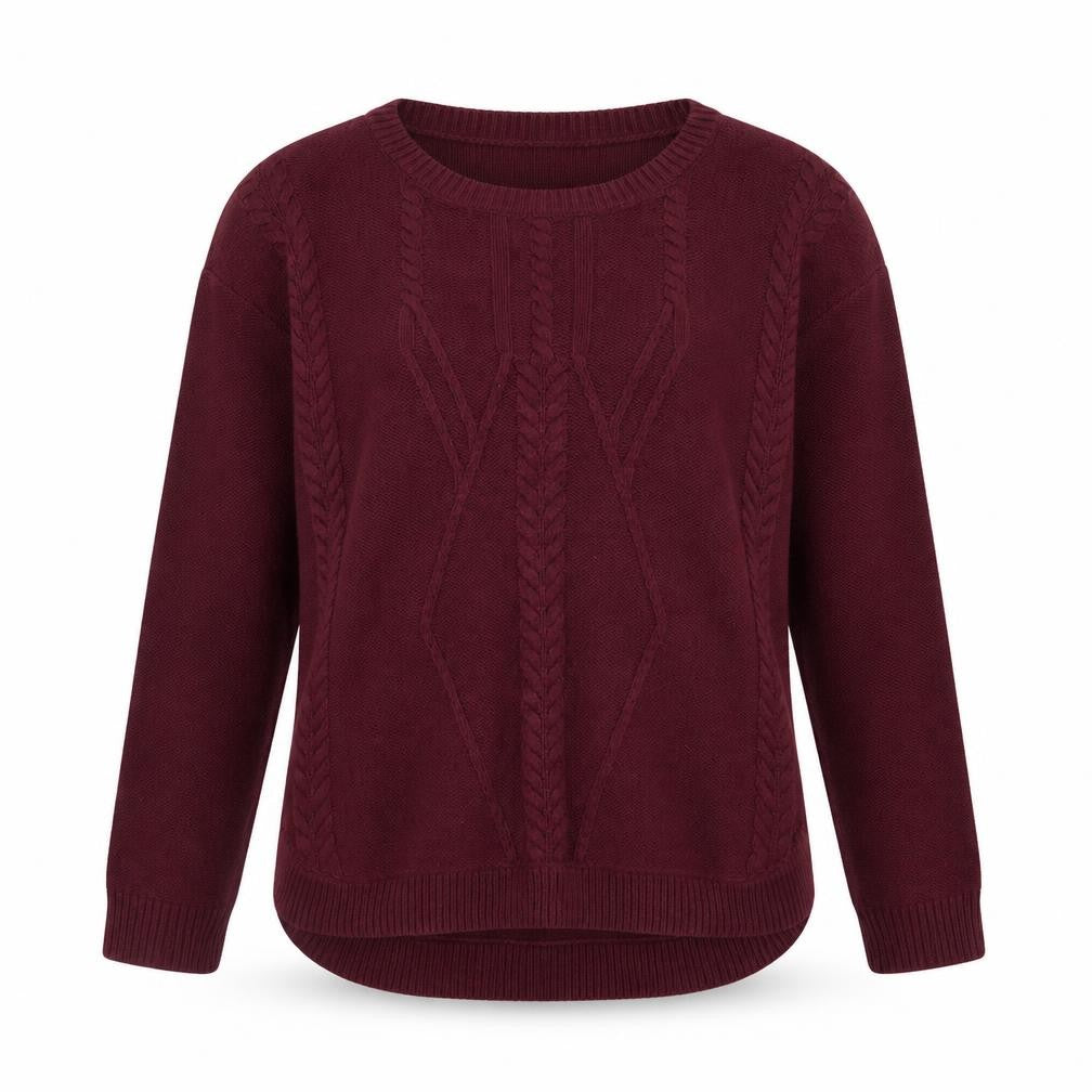 Front view of Next Women's Red Cable-Knit Cotton Blend Jumper, size 10