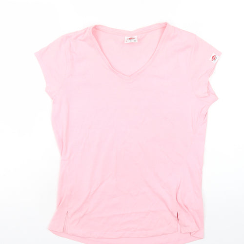 Lee Cooper Womens Pink V-Neck Short Sleeve Basic T-Shirt Size 12