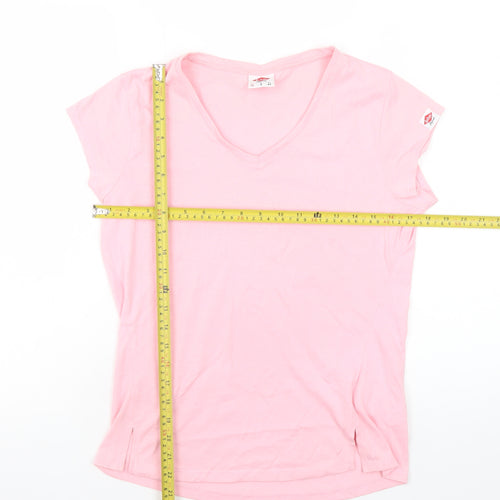 Lee Cooper Womens Pink V-Neck Short Sleeve Basic T-Shirt Size 12