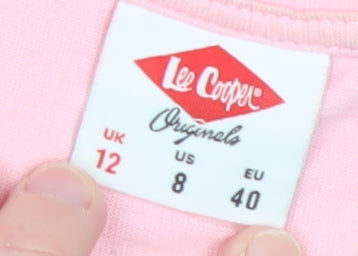 Lee Cooper Womens Pink V-Neck Short Sleeve Basic T-Shirt Size 12