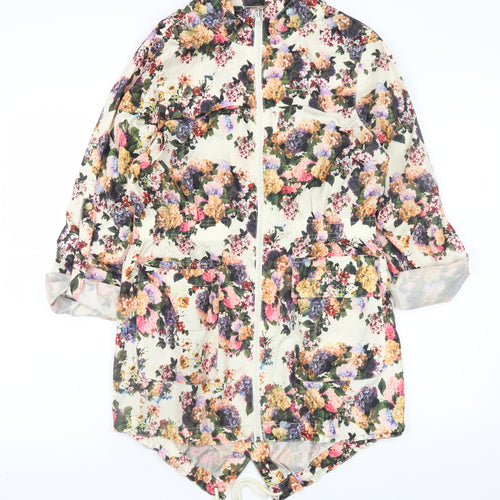 Brave Soul Womens Multicoloured Floral Lightweight Zip Jacket Size 10