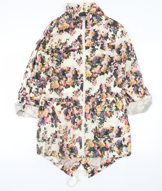 Brave Soul Womens Multicoloured Floral Lightweight Zip Jacket Size 10