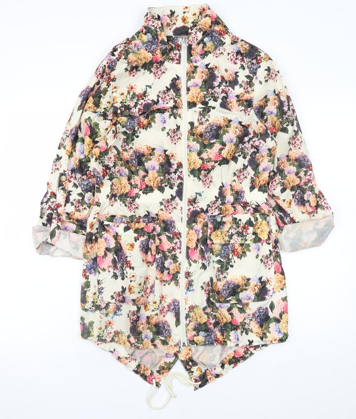 Brave Soul Womens Multicoloured Floral Lightweight Zip Jacket Size 10