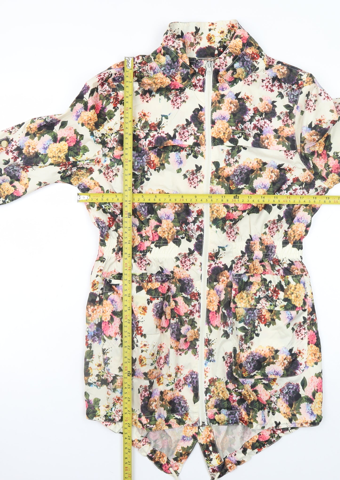 Brave Soul Womens Multicoloured Floral Lightweight Zip Jacket Size 10