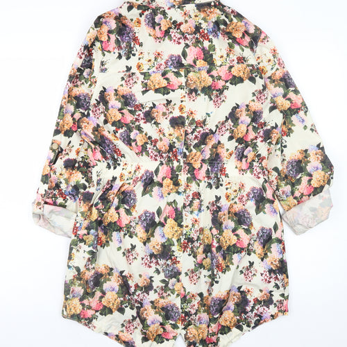 Brave Soul Womens Multicoloured Floral Lightweight Zip Jacket Size 10