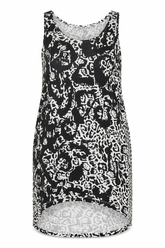 Front view of Dorothy Perkins Women's Black Animal Print Sleeveless Tank Dress, size 10