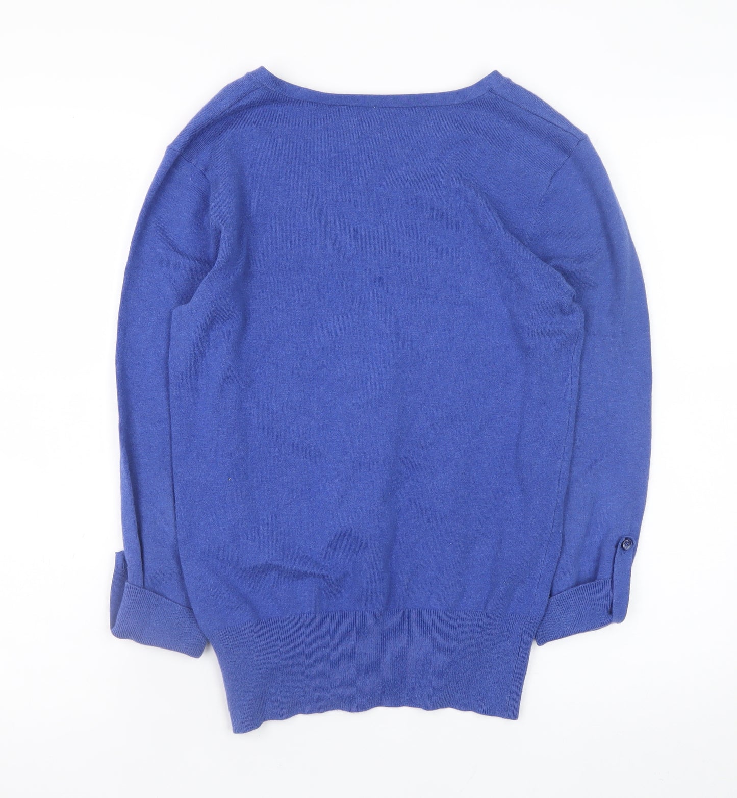 Debenhams Women Blue V-Neck Cotton Knit Jumper Size 12