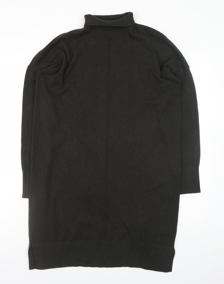 French Connection Women's Black Roll Neck Long Sleeve Knit Sweater Dress Size M