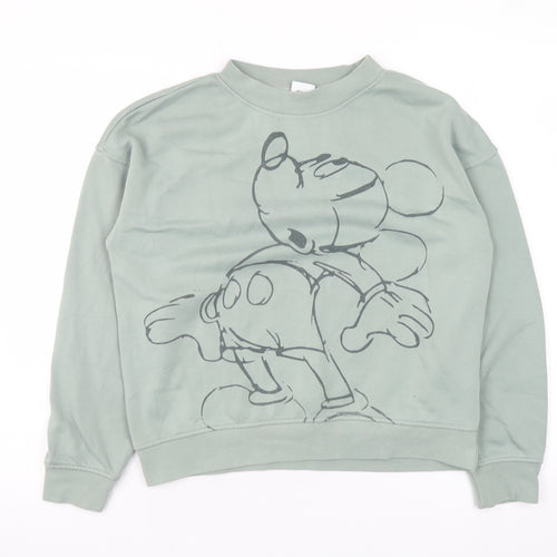 Disney Women’s Green Mickey Mouse XS Sweatshirt Crew Neck Pullover