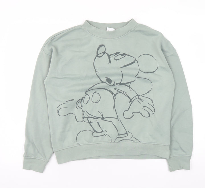 Disney Women’s Green Mickey Mouse XS Sweatshirt Crew Neck Pullover