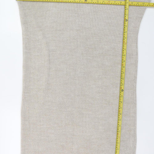 Topshop Women Beige XS Knit Collared V-Neck Shirt Dress