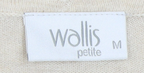 Wallis Petite Beige Short Sleeve Open Knit Cardigan Womens M