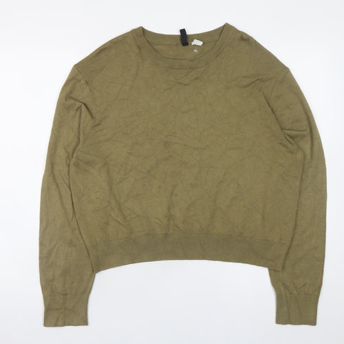 H&M Womens Green Crew Neck Pullover Jumper Size M Long Sleeve