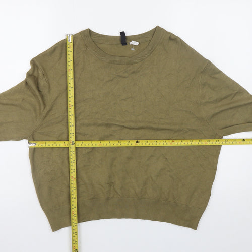 H&M Womens Green Crew Neck Pullover Jumper Size M Long Sleeve