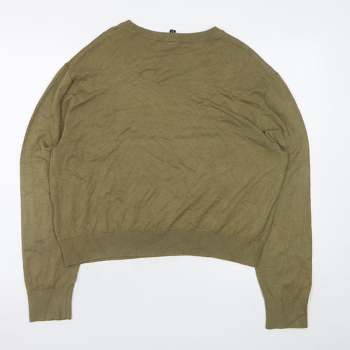 H&M Womens Green Crew Neck Pullover Jumper Size M Long Sleeve