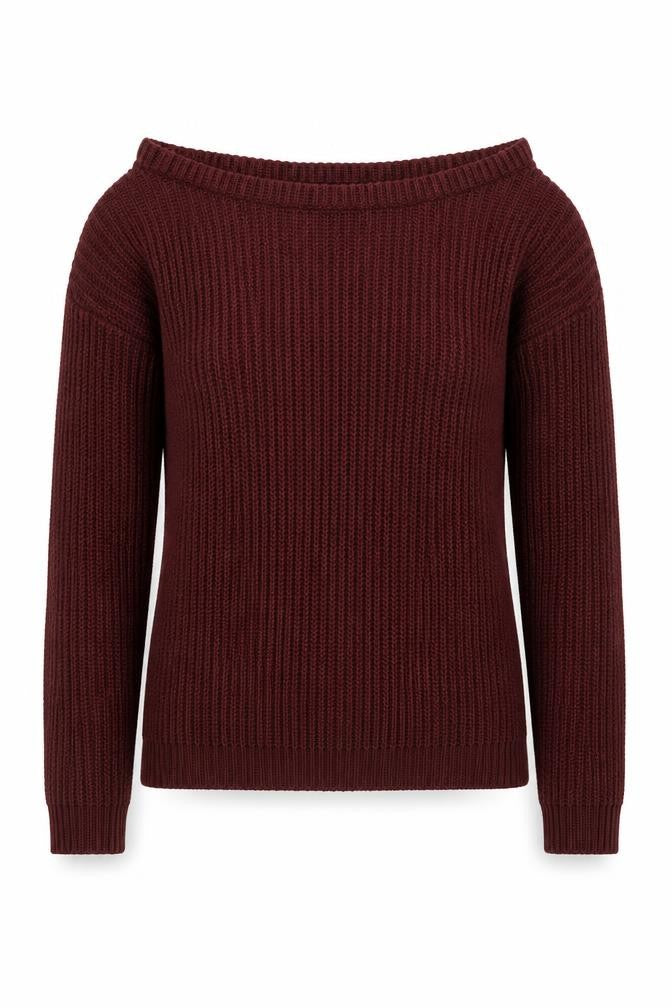 Missguided Women's Burgundy Boat Neck Chunky Knit Jumper Size S