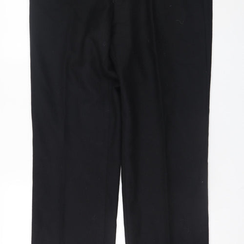 Magee Ireland Womens Black Formal Wool Blend Straight Trousers Size 14
