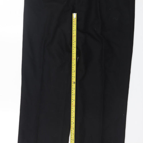 Magee Ireland Womens Black Formal Wool Blend Straight Trousers Size 14