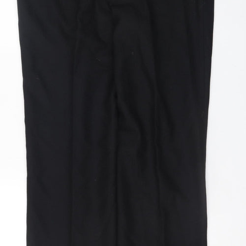 Magee Ireland Womens Black Formal Wool Blend Straight Trousers Size 14