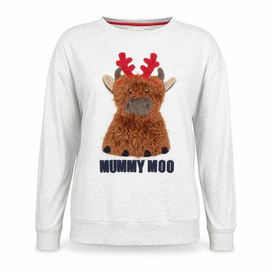 Next Women Grey Christmas Reindeer Pyjama Top Size 12