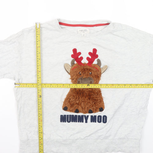 Next Women Grey Christmas Reindeer Pyjama Top Size 12