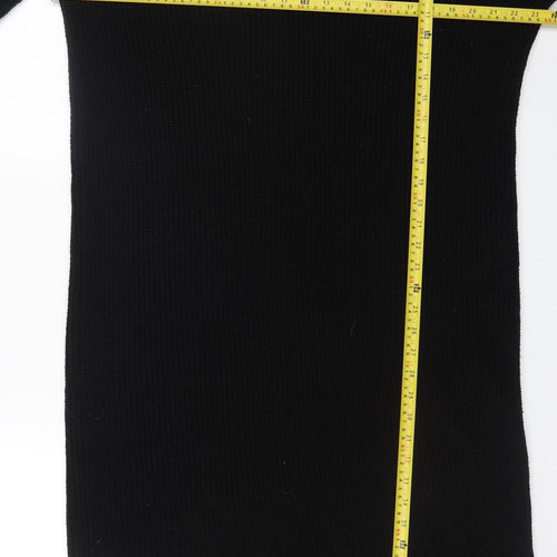 Topshop Women’s Black Knit Jumper Dress Size 8 V-Neck Collared