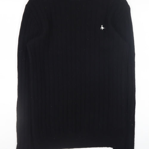 Jack Wills Men's Black Wool Crew Neck Cable Knit Jumper S