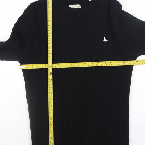 Jack Wills Men's Black Wool Crew Neck Cable Knit Jumper S