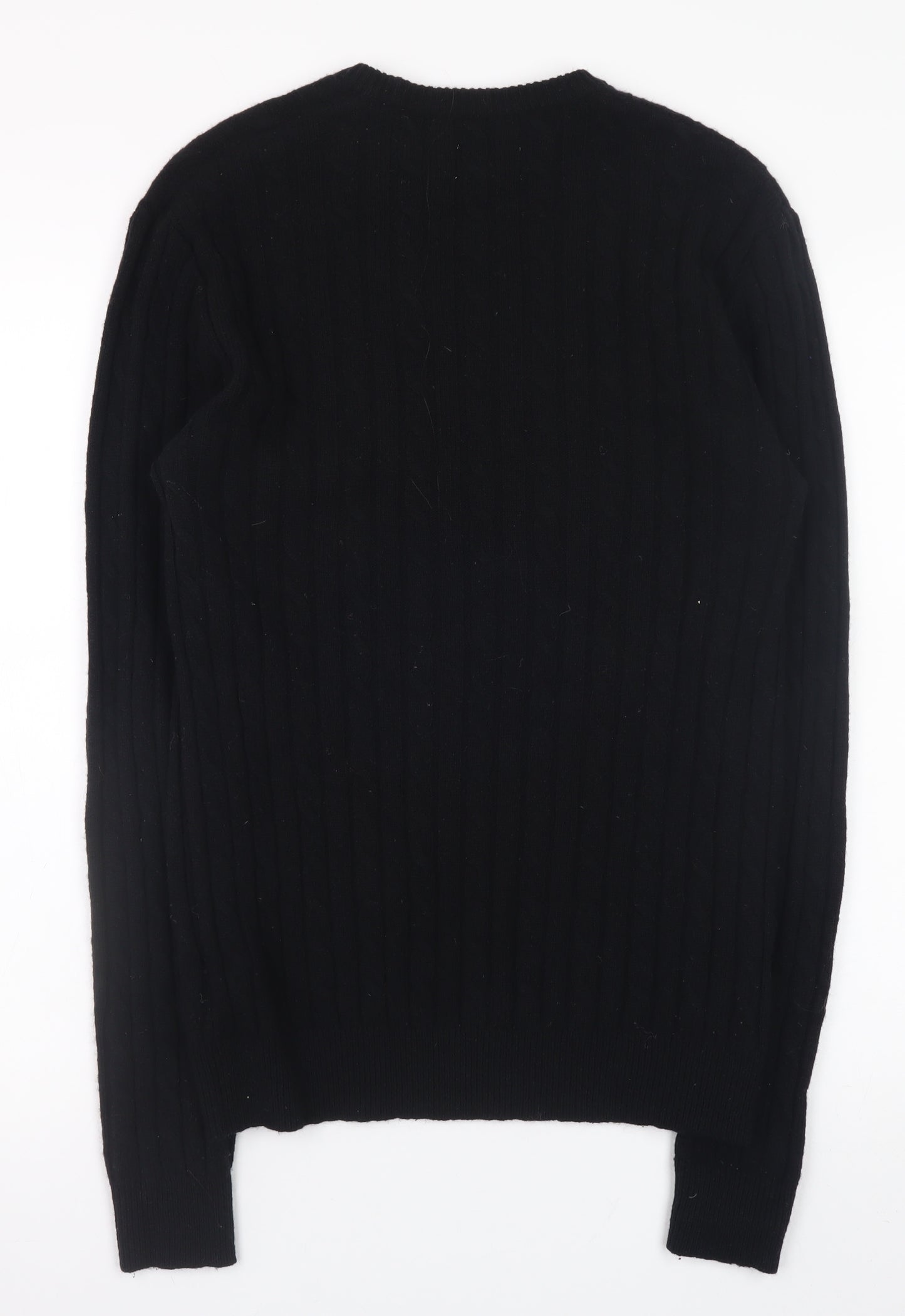 Jack Wills Men's Black Wool Crew Neck Cable Knit Jumper S