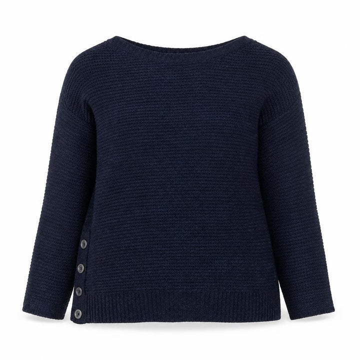 Debenhams Women's Blue Knitted Boat Neck Button Jumper Size 12