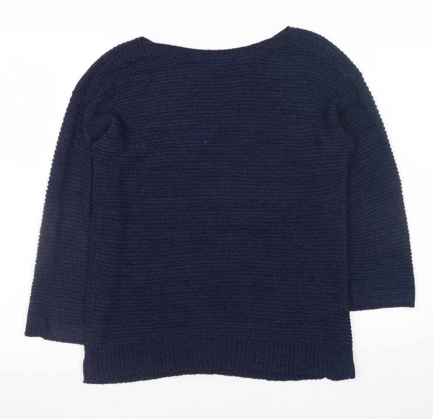 Debenhams Women's Blue Knitted Boat Neck Button Jumper Size 12
