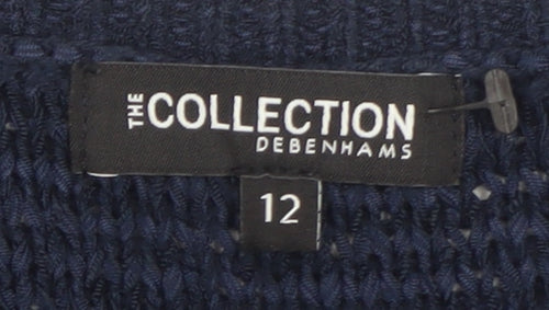 Debenhams Women's Blue Knitted Boat Neck Button Jumper Size 12