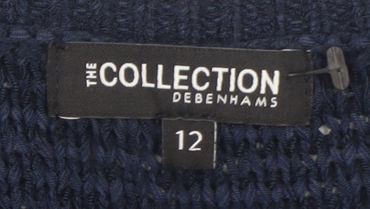 Debenhams Women's Blue Knitted Boat Neck Button Jumper Size 12